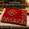 Designer Square Velvet Embroidered Red Pooja Aasan Cloth for Mandir | Premium Altar Cover for Temple, Puja Chowki, Home Shrine & Diwali Decoration