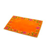 Designer Velvet Embroidered Pooja Aasan Cloth 20x30 inch Orange | Chowki Aasan for God Idol