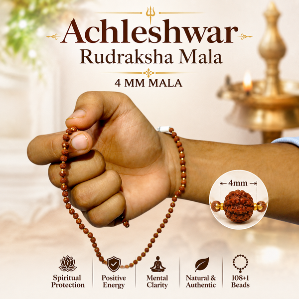 Original 5 Mukhi Rudraksha Mala 108+1 Beads for Daily Jaap Mala & Wearing by Girls Multiple Sizes | Achleshwar
