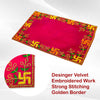 Designer Velvet Embroidered Pooja Aasan Cloth 13x19 inch Pink | Chowki Aasan for God Idol