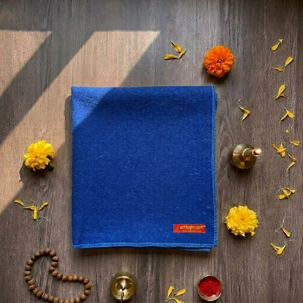 Navy Blue Woolen Pooja Aasan