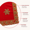 Luxury Designer Square Velvet Embroidered Red Pooja Aasan Cloth for Mandir | Premium Altar Cover for Temple, Puja Chowki, Home Shrine & Diwali Decoration