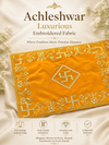 Designer Velvet Embroidered Yellow Pooja Aasan Cloth for Mandir | Premium Altar Cover for Temple, Puja Chowki, Home Shrine & Diwali Decoration