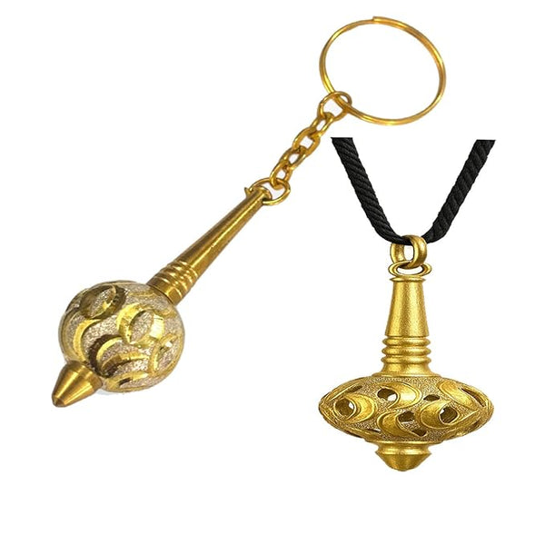 Achleshwar Brass Gada Keychain and Pendant Set