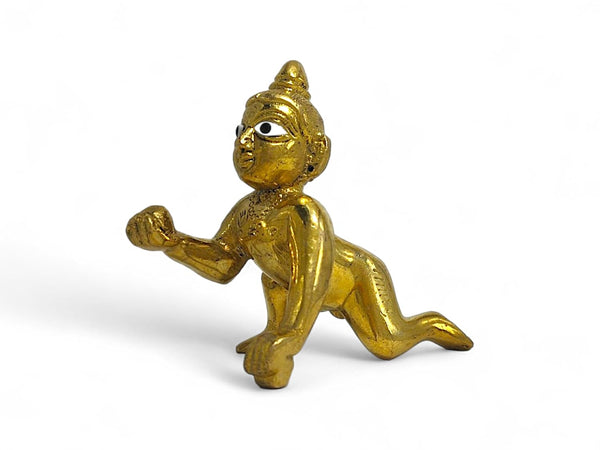 Brass Laddu Gopal Idol | Bal Gopal Krishna Ji Murti | Brass Krishna Statue for Mandir, Puja, Seva & Janmashtami | Achleshwar