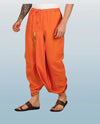 Pure cotton readymade dhoti free size orange colour with Thick embroidery border - Achleshwar