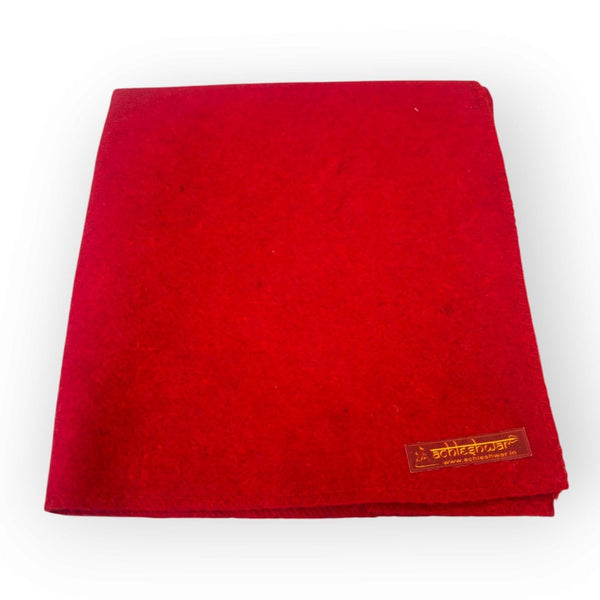 Red & White Woolen Pooja Aasan