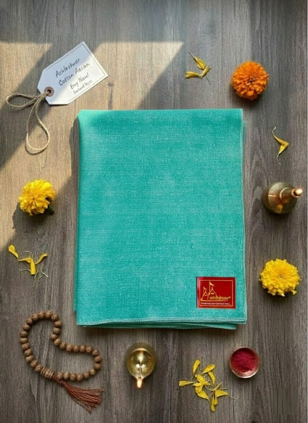 Premium Aqua Green Woolen Aasan (23x27 Inch) – Handcrafted Pooja & Meditation Mat - Achleshwar