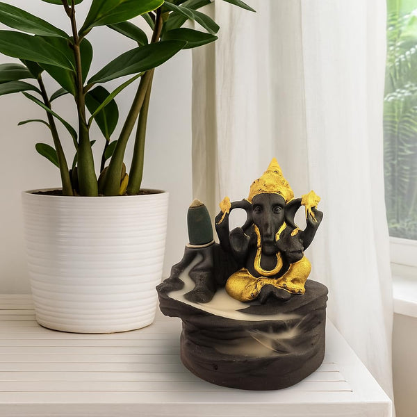 Achleshwar Lord Ganesh Backflow Smoke Fountain Incense Holder with Cones & Sticks