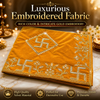 Designer Velvet Embroidered Yellow Pooja Aasan Cloth for Mandir | Premium Altar Cover for Temple, Puja Chowki, Home Shrine & Diwali Decoration