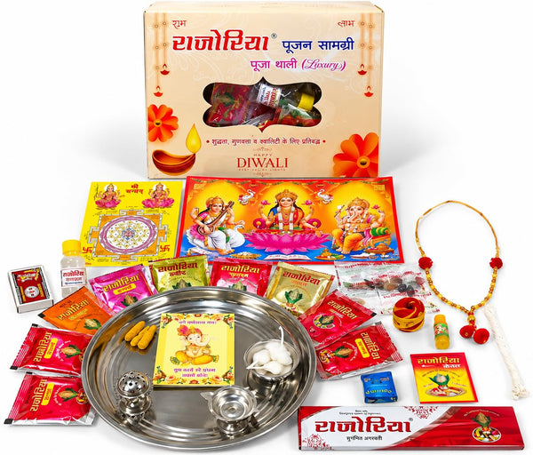 Achleshwar Diwali Lakshmi Puja Thali Kit with 30 Items, Shri Yantra, Lakshmi Poojan Vidhi & Aarti Sangrah