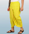 Pure cotton readymade dhoti free size yellow colour with Thick embroidery border - Achleshwar