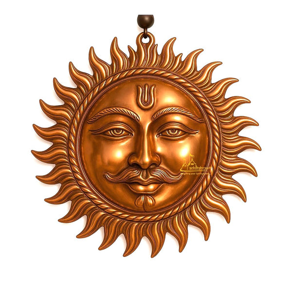 Achleshwar Surya Dev Copper Wall Hanging – Sun Face Statue for Home Entrance & Office Decor | Vastu Puja Figurine for Positivity & Prosperity | Copper Sun God Wall Art 12 cm