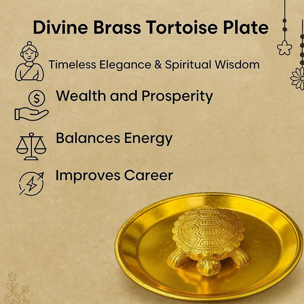 Vastu Feng Shui Brass Tortoise with Plate - Achleshwar