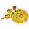 Pure Brass Laddu Gopal Pooja Bhog Set of 5 Pcs Thali Set (1 Dessert Plate/Thali + 2 Bowl + 1 Glass + 1 Spoon)