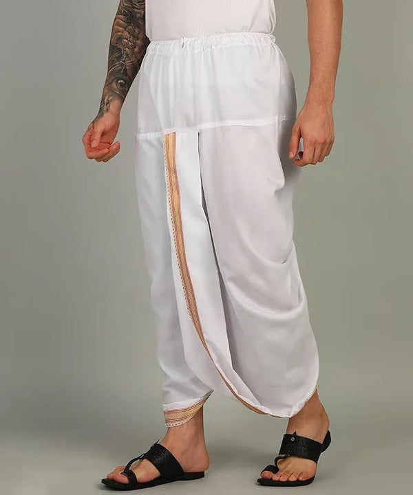 Readymade Dhoti Khadi Mix Cotton White Colour - Achleshwar