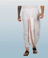 Pure cotton readymade dhoti free size white colour with Thick embroidery border - Achleshwar