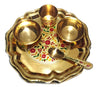 Pure Brass Laddu Gopal Pooja Bhog Set of 5 Pcs Thali Set (1 Dessert Plate/Thali + 2 Bowl + 1 Glass + 1 Spoon)