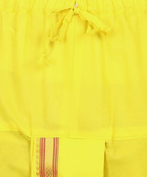 Pure Cotton Readymade Dhoti With Pocket Yellow Colour Free size - Achleshwar