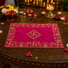 Designer Velvet Embroidered Pink Pooja Aasan Cloth for Mandir | Premium Altar Cover for Temple, Puja Chowki, Home Shrine & Diwali Decoration