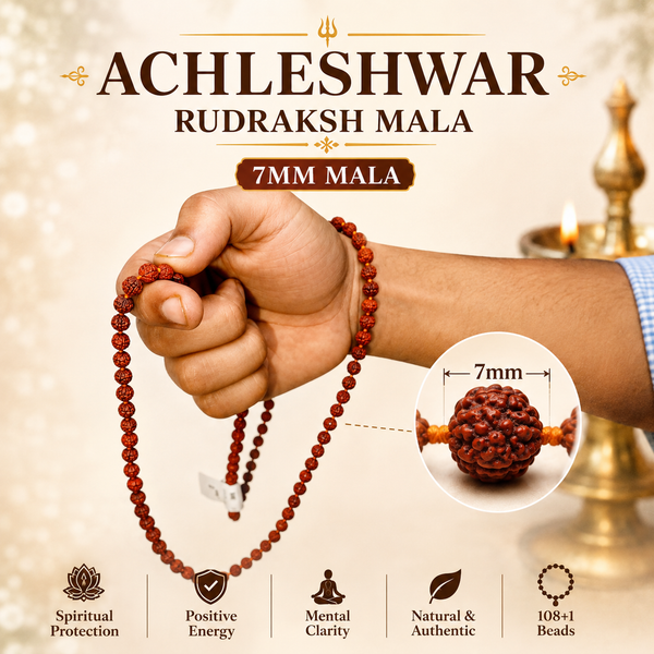 Original 5 Mukhi Rudraksha Mala 108+1 Beads for Daily Jaap Mala & Wearing by Girls Multiple Sizes | Achleshwar