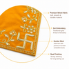 Designer Velvet Embroidered Yellow Pooja Aasan Cloth for Mandir | Premium Altar Cover for Temple, Puja Chowki, Home Shrine & Diwali Decoration