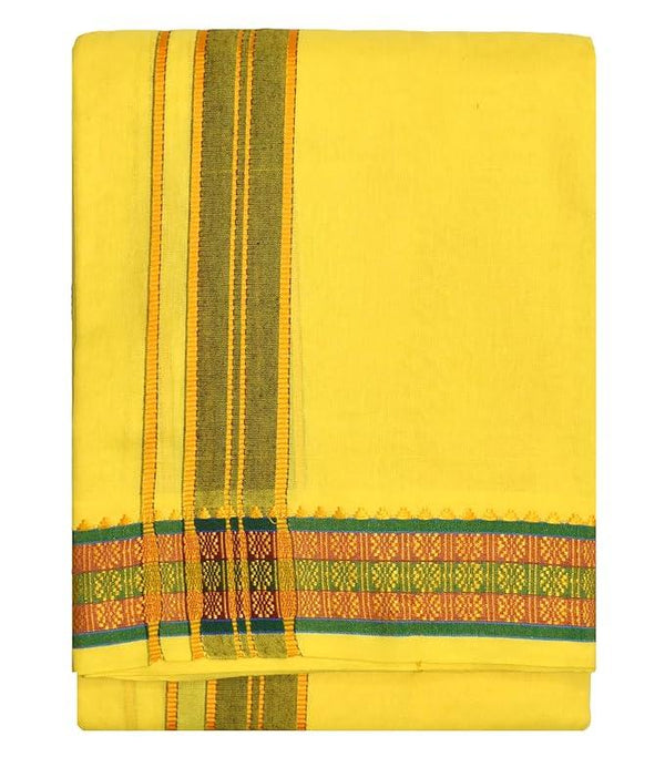 Pure cotton special dhoti set Yellow colour along angvastra - Achleshwar