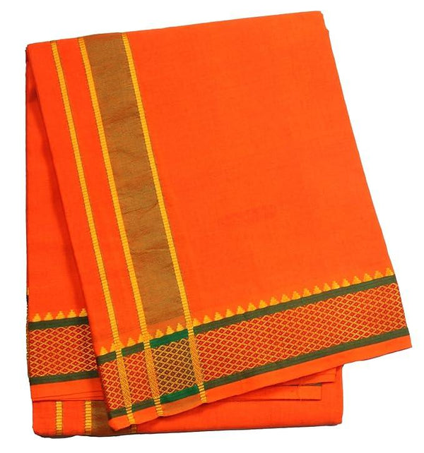 Pure cotton special dhoti set Orange/bhagwa colour along angvastra - Achleshwar