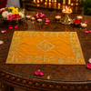 Designer Velvet Embroidered Yellow Pooja Aasan Cloth for Mandir | Premium Altar Cover for Temple, Puja Chowki, Home Shrine & Diwali Decoration