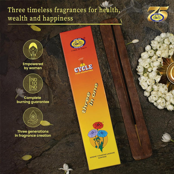 Cycle Pure Agarbatti Three in One Incense Sticks