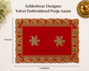 Luxury Designer Velvet Embroidered Red Pooja Aasan Cloth for Mandir | Premium Altar Cover for Temple, Puja Chowki, Home Shrine & Diwali Decoration