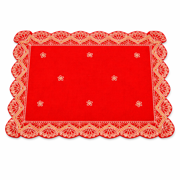 Designer Velvet Embroidered Pooja Aasan Cloth RED Achleshwar