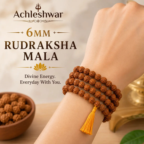 5 Mukhi Rudraksha Mala (108+1 Beads, 6mm) | Authentic Rudraksha Japa Mala for Subtle Healing, Peace & Daily Spiritual Balance