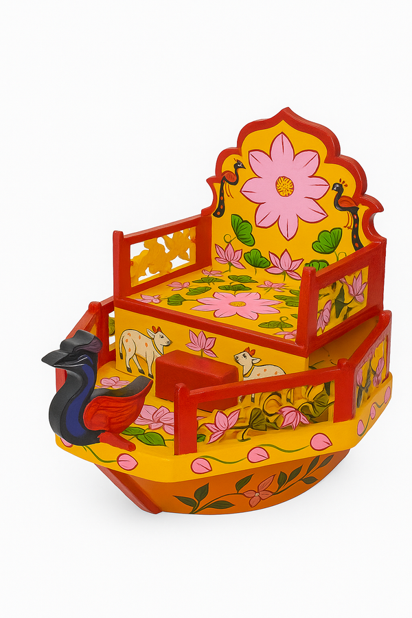 Bal Gopal Lotus Shringar Nauka with Singhassan (Medium size)