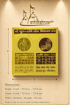 Guru Shani YOG Yantra plate with border, dimension text, and two circular deity symbols