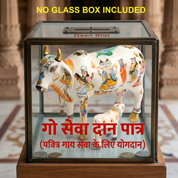 Kamdhenu Cow Idol with Calf – Handcrafted Polyresin Vastu & Pooja Statue - Achleshwar