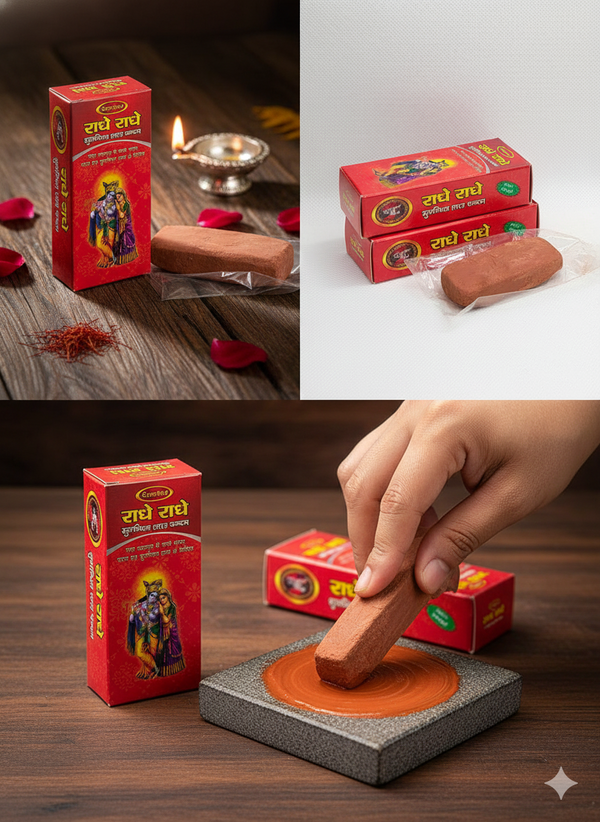 Achleshwar Radhey Radhey Scented Pure Red Gopi Chandan Tilak