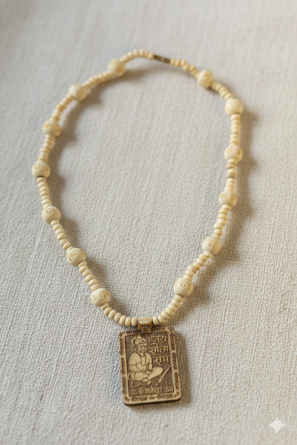 Achleshwar Tulsi Mala with White Hanuman Pendant for Bhakti, Japa & Daily Wear