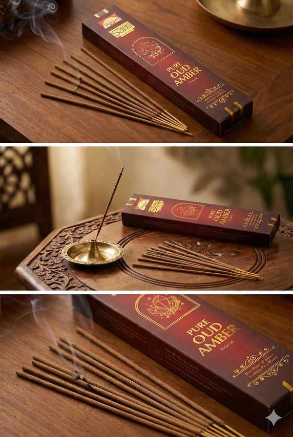 Parimal Pure Amber Oudh Dhoop Sticks – Bamboo Incense for Pooja & Meditation – Achleshwar - Achleshwar