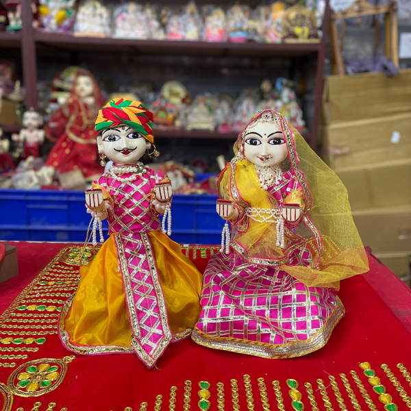 Special Face Designed Isar Gangaur Idol Set | 12 inch Premium Rajasthani Ishar Ji & Gawra Ji Murti - Achleshwar