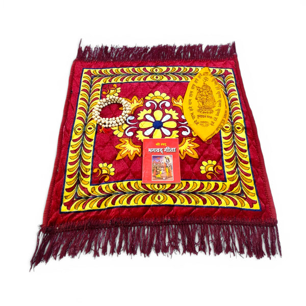 11 Bhagavad Gita Pocket Books, Tulsi Mala, Velvet Aasan & Gaumukhi Japa Bag for Nirjala Ekadashi Daan | Complete Krishna Bhakti Seva Kit