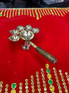 Achleshwar Wooden Handle Brass Panch Aarti Diya/Designer Five Face