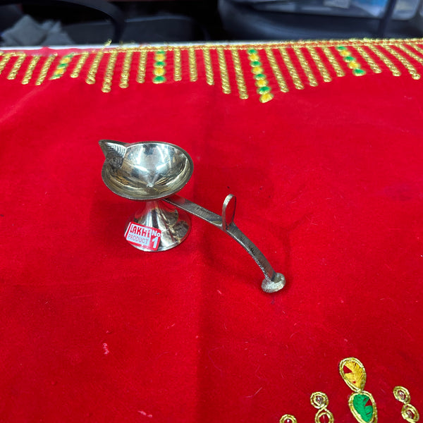 Achleshwar Brass Plain aarti Diya Stand with Handle