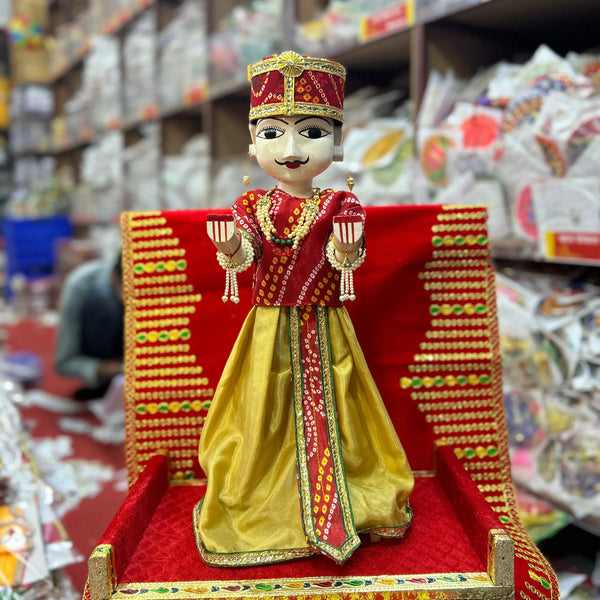 Rajasthani Wooden Isar Gangaur Idol set (21 inches) - Achleshwar - Achleshwar