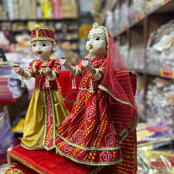 Rajasthani Wooden Isar Gangaur Idol set (21 inches) - Achleshwar - Achleshwar
