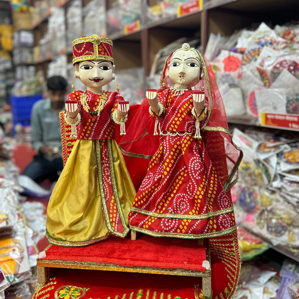 Rajasthani Wooden Isar Gangaur Idol set (21 inches) - Achleshwar - Achleshwar