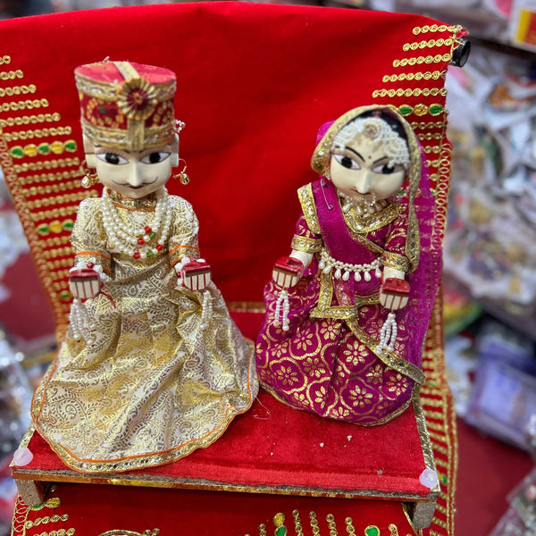 Isar ji Gangaur ji Idols / Murti Set of 1 Pair Wooden (12 inch) - Achleshwar - Achleshwar