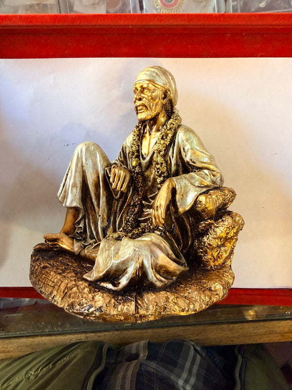 Resin Sai Baba Idol Ashirwad Murti for Pooja | Blessing Statue for Home Mandir, Office & Gift - Achleshwar