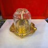 Akhand Diya with Adjustable Bati & Glass Cover Golden Akhand Jyot Diya for Mandir & Pooja