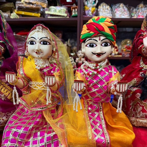 Special Face Designed Isar Gangaur Idol Set | 12 inch Premium Rajasthani Ishar Ji & Gawra Ji Murti - Achleshwar